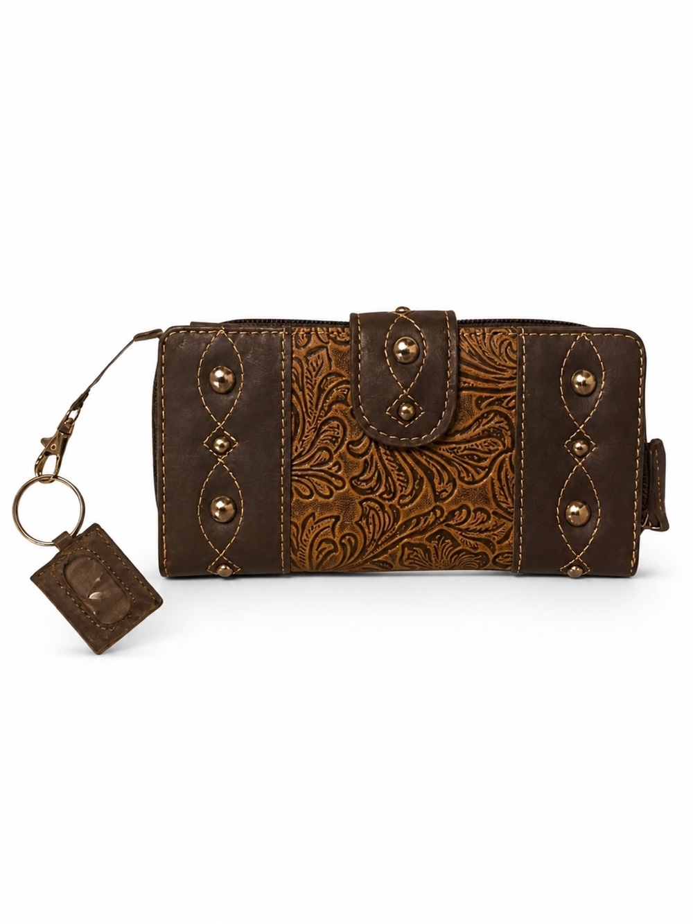 3/$29 New Textured Leather Wallet with Decorative Metal Stud